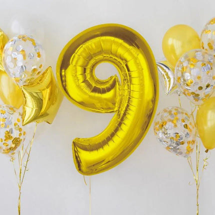 Arany 9-es Gold szám fólia lufi 92 cm