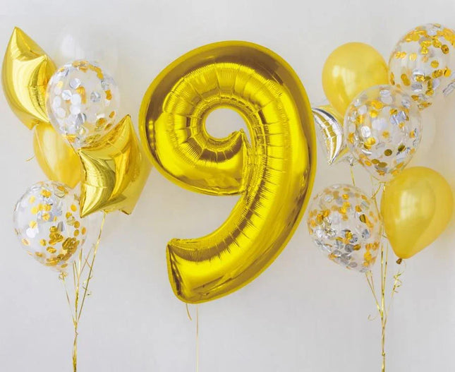 Arany 9-es Gold szám fólia lufi 92 cm