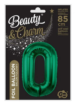 Zöld B&C Bottle Green 0-ás szám fólia lufi 85 cm