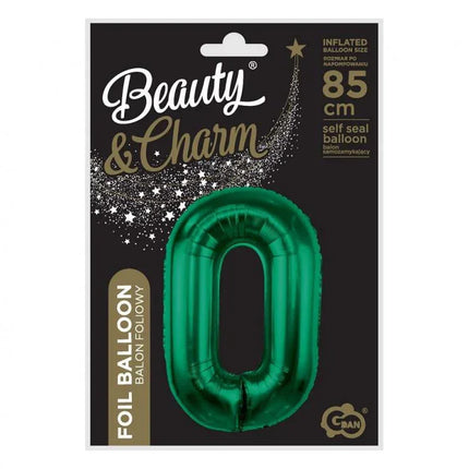 Zöld B&C Bottle Green 0-ás szám fólia lufi 85 cm