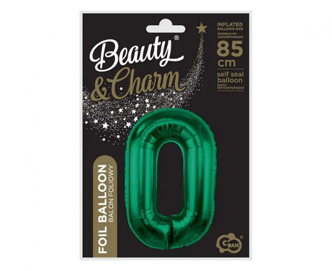 Zöld B&C Bottle Green 0-ás szám fólia lufi 85 cm