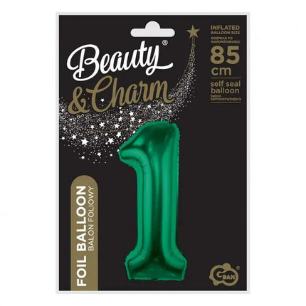 Zöld B&C Bottle Green 1-es szám fólia lufi 85 cm
