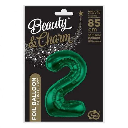 Zöld B&C Bottle Green 2-es szám fólia lufi 85 cm