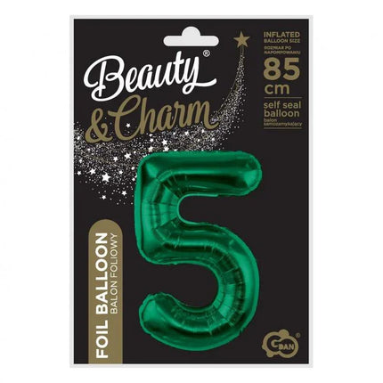 Zöld B&C Bottle Green 5-ös szám fólia lufi 85 cm