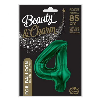 Zöld B&C Bottle Green 4-es szám fólia lufi 85 cm