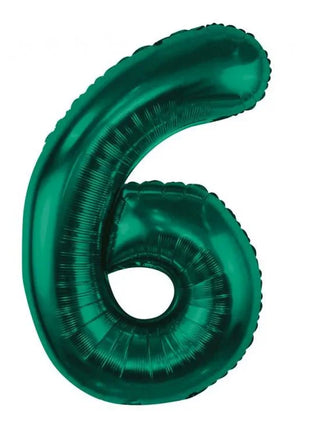 Zöld B&C Bottle Green 6-os szám fólia lufi 85 cm