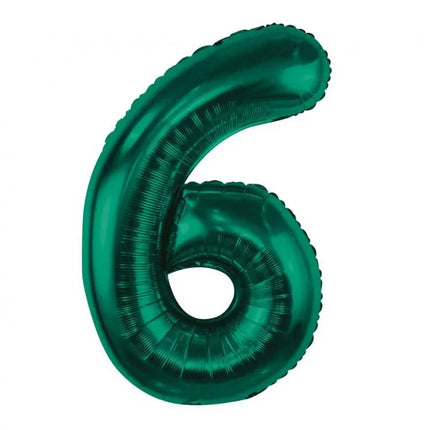 Zöld B&C Bottle Green 6-os szám fólia lufi 85 cm