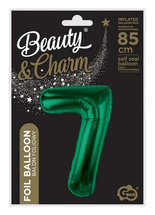 Zöld B&C Bottle Green 7-es szám fólia lufi 85 cm