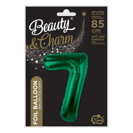 Zöld B&C Bottle Green 7-es szám fólia lufi 85 cm