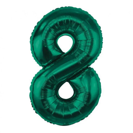 Zöld B&C Bottle Green 8-as szám fólia lufi 85 cm