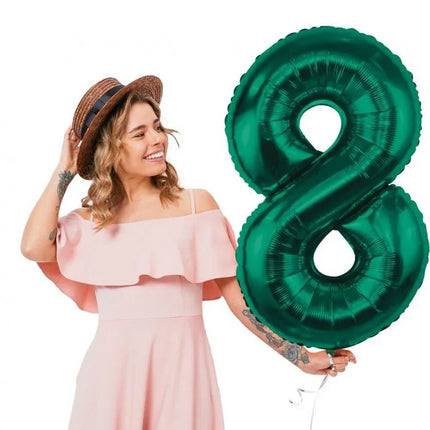 Zöld B&C Bottle Green 8-as szám fólia lufi 85 cm