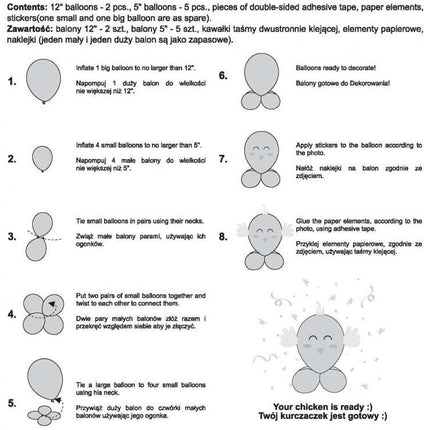 Cute Animal Chicken, Csirke léggömb, lufi szett