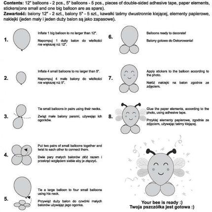 Cute Animal Bee, Méhecske léggömb, lufi szett