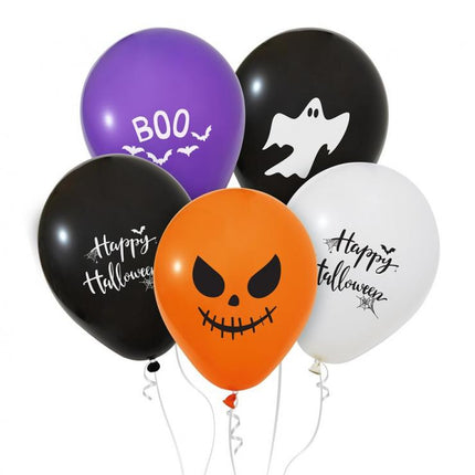 Halloween Happy léggömb, lufi 5 db-os 12 inch (30 cm)