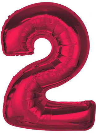 Piros 2-es Red szám fólia lufi 92 cm