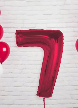 Piros 7-es Red szám fólia lufi 92 cm