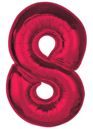 Piros 8-as Red szám fólia lufi 92 cm