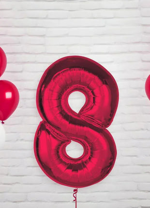 Piros 8-as Red szám fólia lufi 92 cm