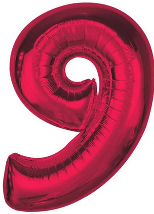Piros 9-es Red szám fólia lufi 92 cm