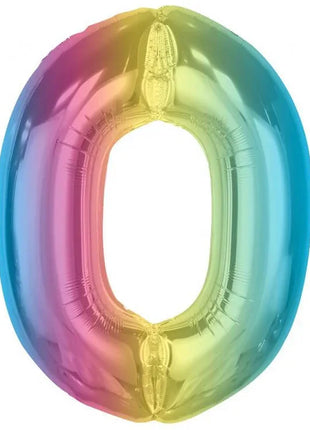 Színes 0-ás Rainbow szám fólia lufi 92 cm