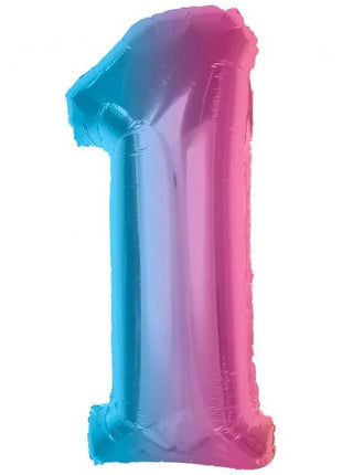 Színes 1-es Rainbow szám fólia lufi 92 cm