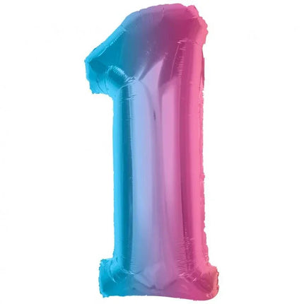 Színes 1-es Rainbow szám fólia lufi 92 cm