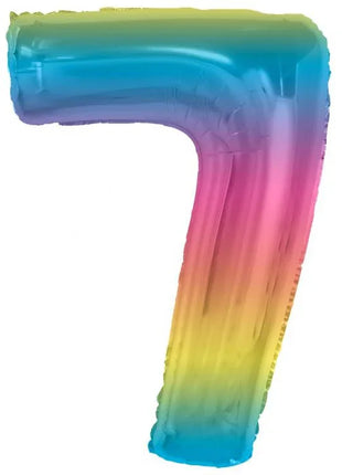 Színes 7-es Rainbow szám fólia lufi 92 cm