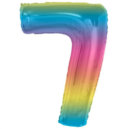 Színes 7-es Rainbow szám fólia lufi 92 cm