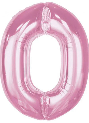 Rózsaszín 0-ás Light Pink szám fólia lufi 92 cm