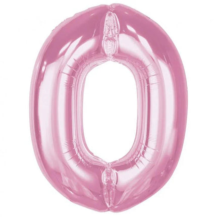 Rózsaszín 0-ás Light Pink szám fólia lufi 92 cm