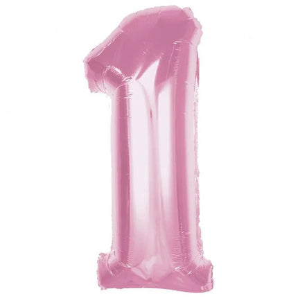 Rózsaszín 1-es Light Pink szám fólia lufi 92 cm