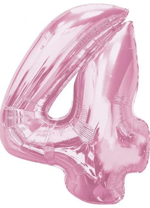 Rózsaszín 4-es Light Pink szám fólia lufi 92 cm