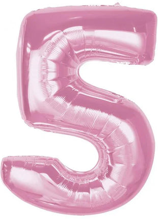 Rózsaszín 5-ös Light Pink szám fólia lufi 92 cm