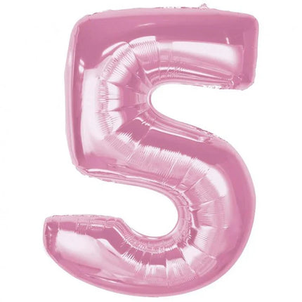 Rózsaszín 5-ös Light Pink szám fólia lufi 92 cm