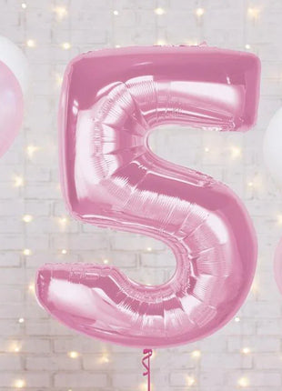 Rózsaszín 5-ös Light Pink szám fólia lufi 92 cm