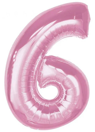 Rózsaszín 6-os Light Pink szám fólia lufi 92 cm