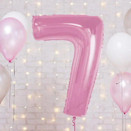 Rózsaszín 7-es Light Pink szám fólia lufi 92 cm