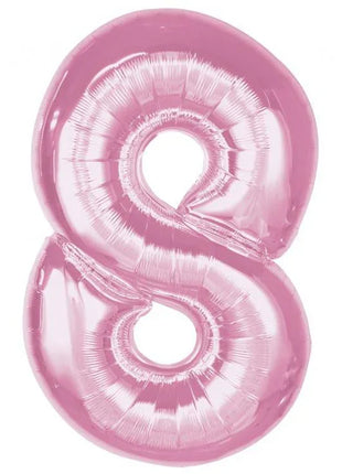 Rózsaszín 8-as Light Pink szám fólia lufi 92 cm