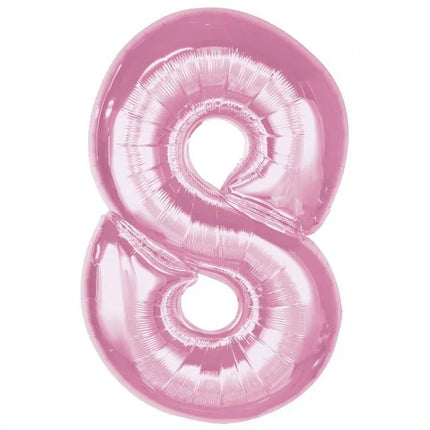 Rózsaszín 8-as Light Pink szám fólia lufi 92 cm