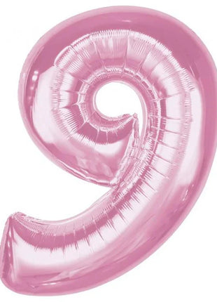 Rózsaszín 9-es Light Pink szám fólia lufi 92 cm