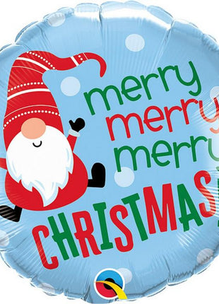 Merry Christmas Gnome, Karácsonyi fólia lufi 46 cm