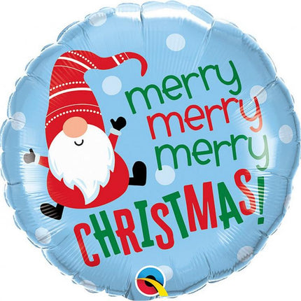 Merry Christmas Gnome, Karácsonyi fólia lufi 46 cm