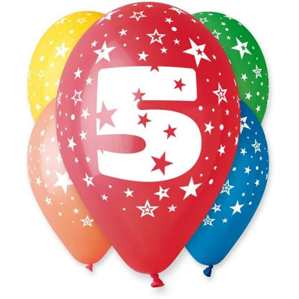 Happy Birthday 5 Star léggömb, lufi 5 db-os 12 inch (30cm)