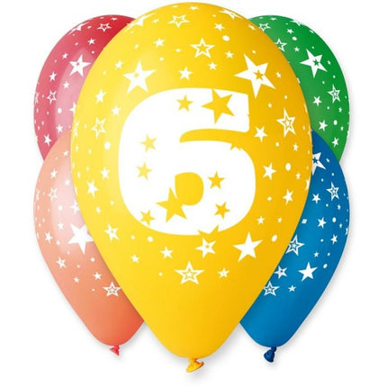 Happy Birthday 6 Star léggömb, lufi 5 db-os 12 inch (30cm)