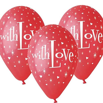 Szerelem With Love léggömb, lufi 5 db-os 12 inch (30 cm)