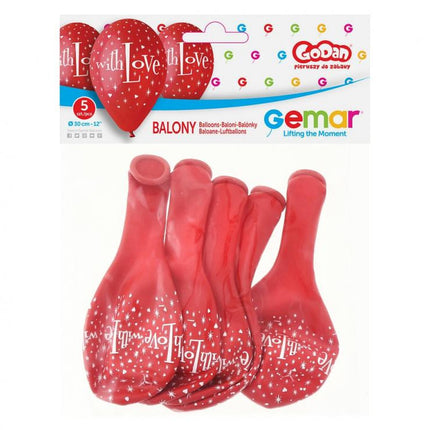 Szerelem With Love léggömb, lufi 5 db-os 12 inch (30 cm)