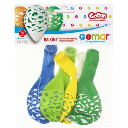 Dinoszaurusz Green léggömb, lufi 5 db-os 12 inch (30 cm)