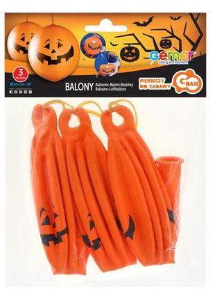 Halloween Tök Pumpkin léggömb, lufi 3 db-os 18 inch (45 cm) szalaggal