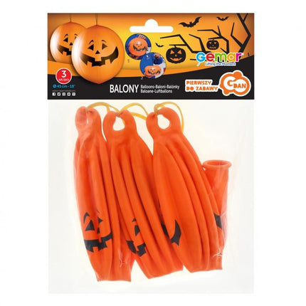 Halloween Tök Pumpkin léggömb, lufi 3 db-os 18 inch (45 cm) szalaggal