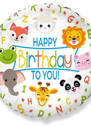 Állatos Happy Birthday Animals fólia lufi 46 cm (WP)